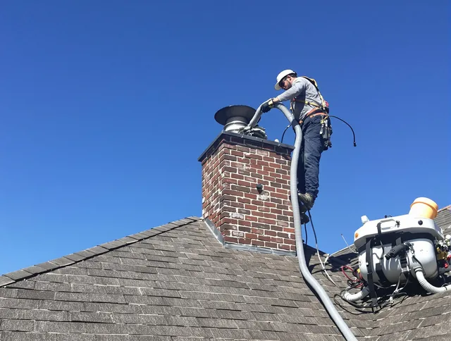 Dedicated South Gate Chimney Sweep team member cleaning a chimney in South Gate, CA