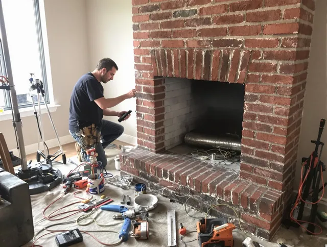 South Gate Chimney Sweep specialist finalizing chimney liner service in South Gate, CA