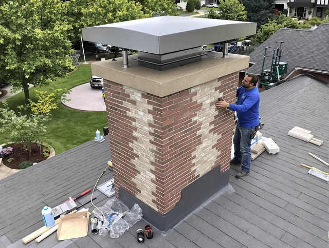 South Gate Chimney Sweep team working on a custom chimney remodel in South Gate, CA