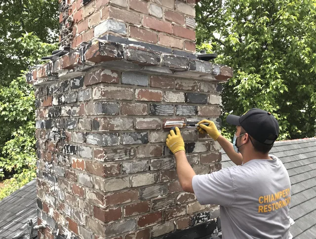 In-progress chimney restoration by South Gate Chimney Sweep in South Gate, CA